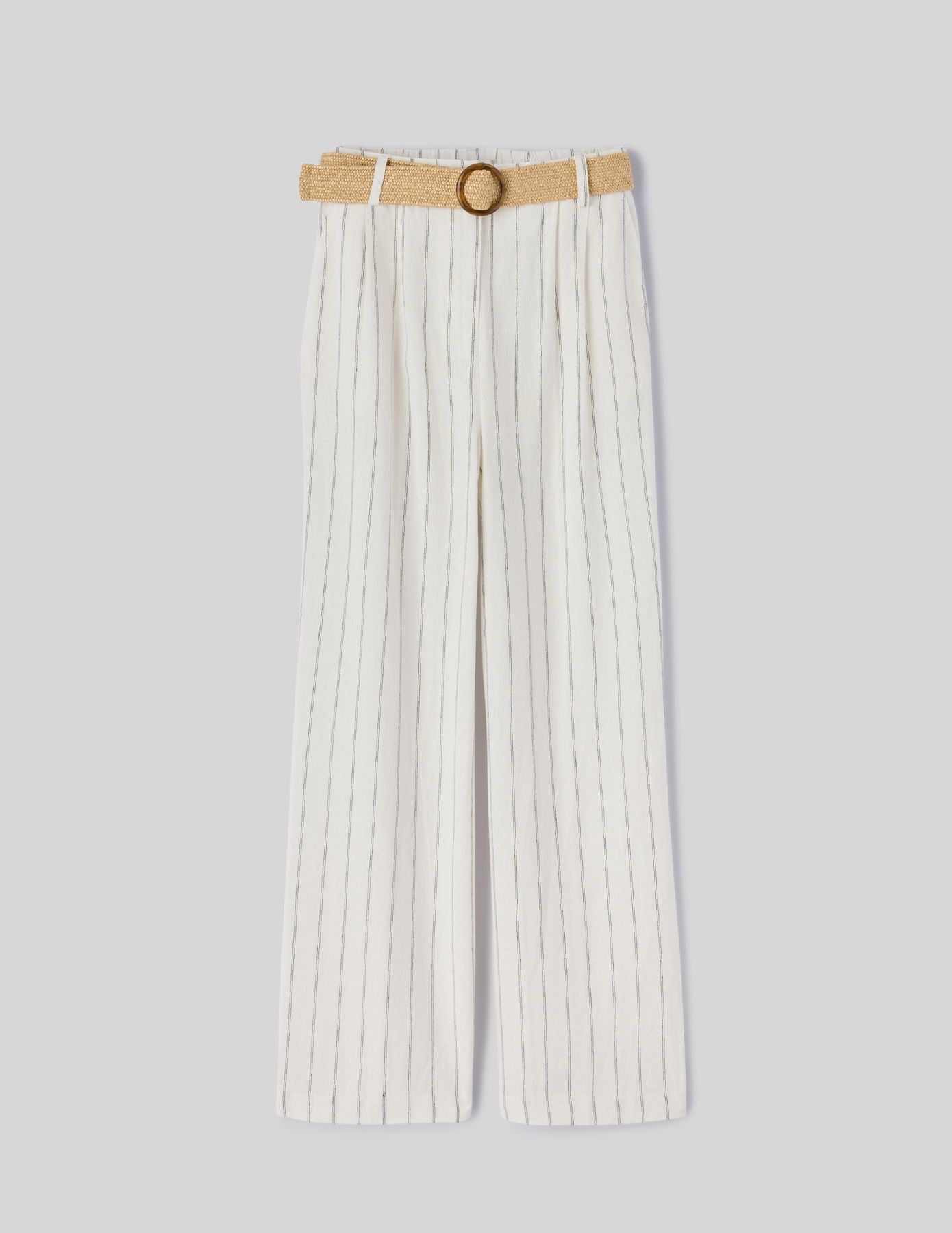 Pantalon fluide rayé en lin