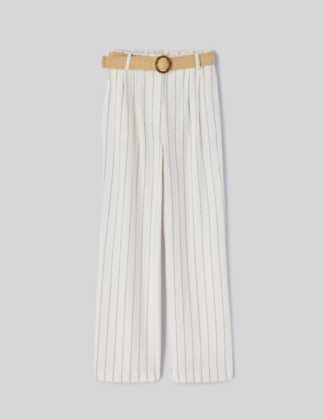 Pantalon fluide rayé en lin