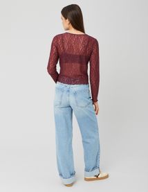 T-shirt manches longues en dentelle