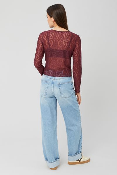 T-shirt manches longues en dentelle