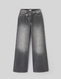 Jean wide leg ceinture asymétrique