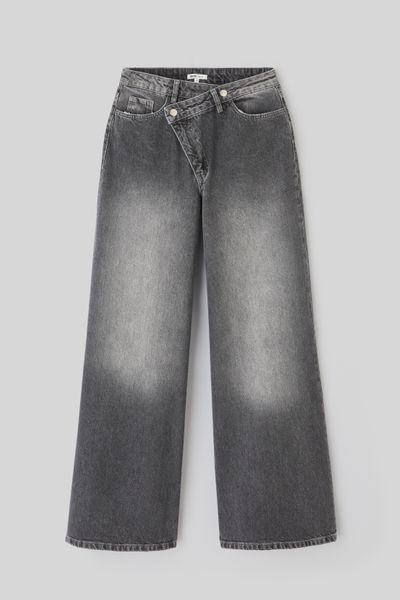 Jean wide leg ceinture asymétrique