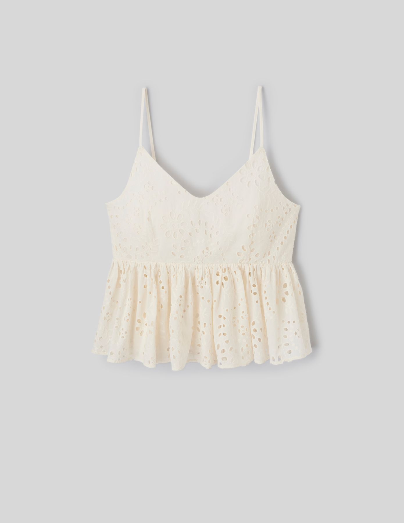 Top fines bretelles en broderie anglaise