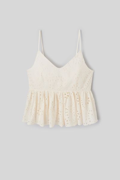 Top fines bretelles en broderie anglaise