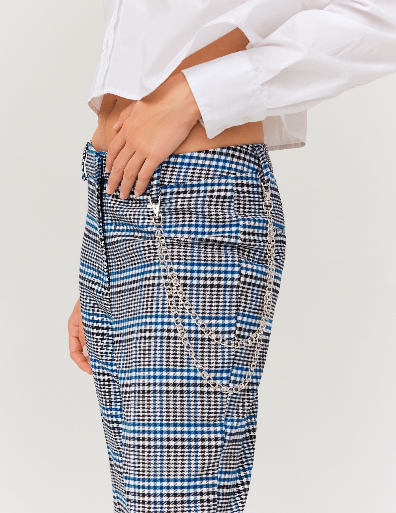Pantalon carreaux avec chaine