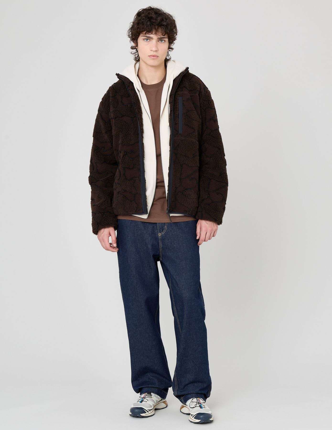 Blouson zippé sherpa imprimé