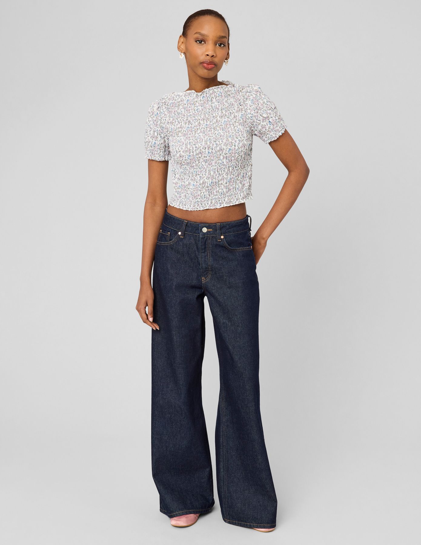 Top smock&eacute; &agrave; imprim&eacute;