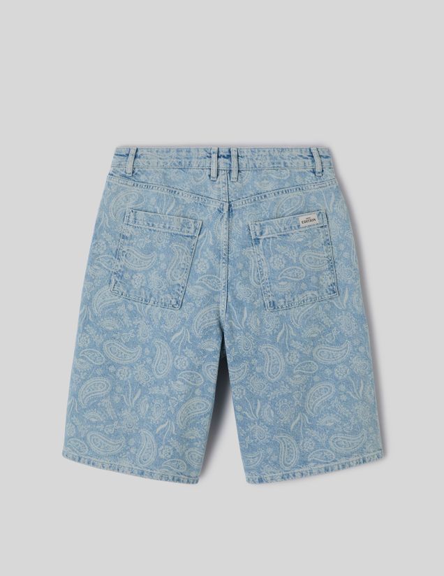 Bermuda en jean imprim&eacute;