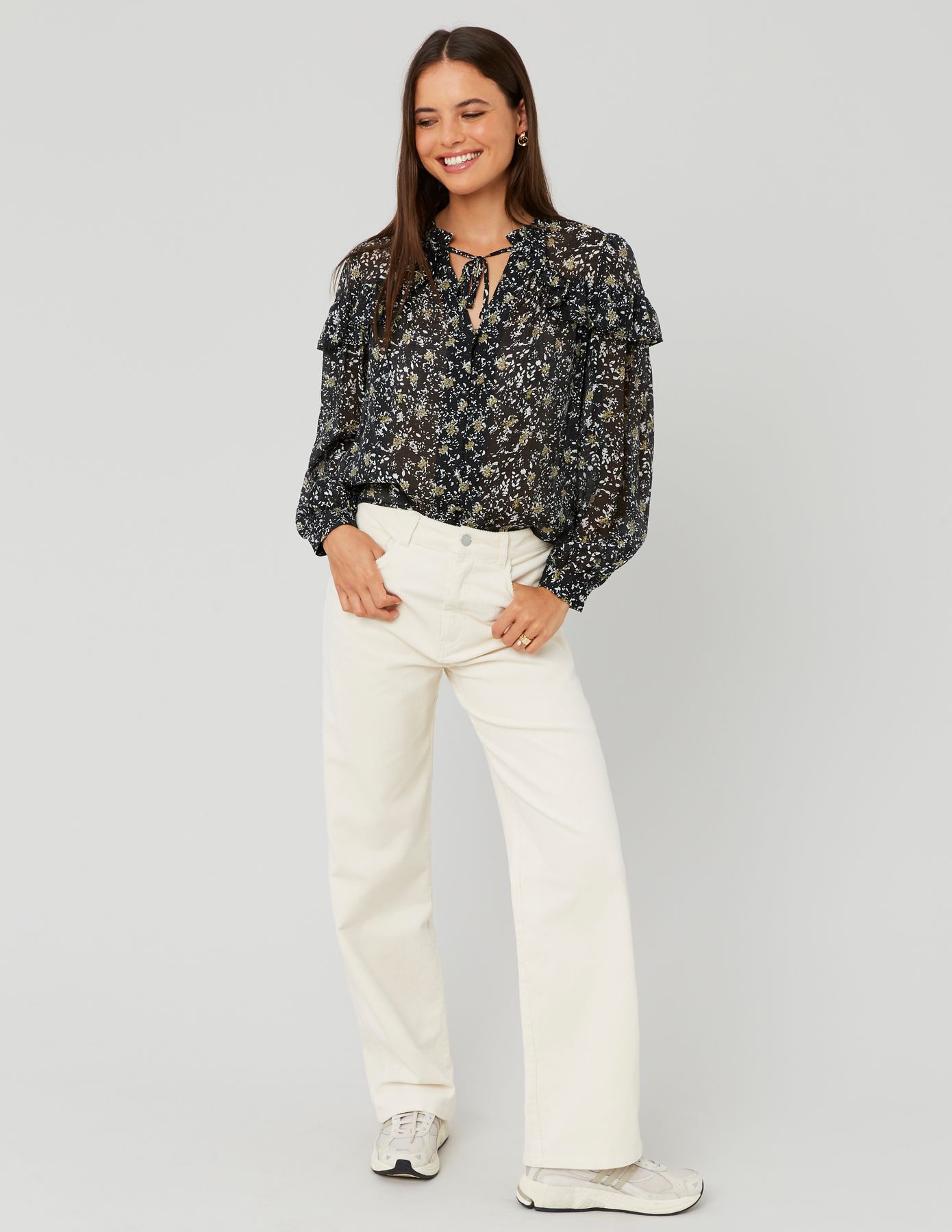 Pantalon straight velours