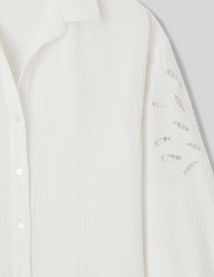 Chemise brod&eacute;e en gaze de coton