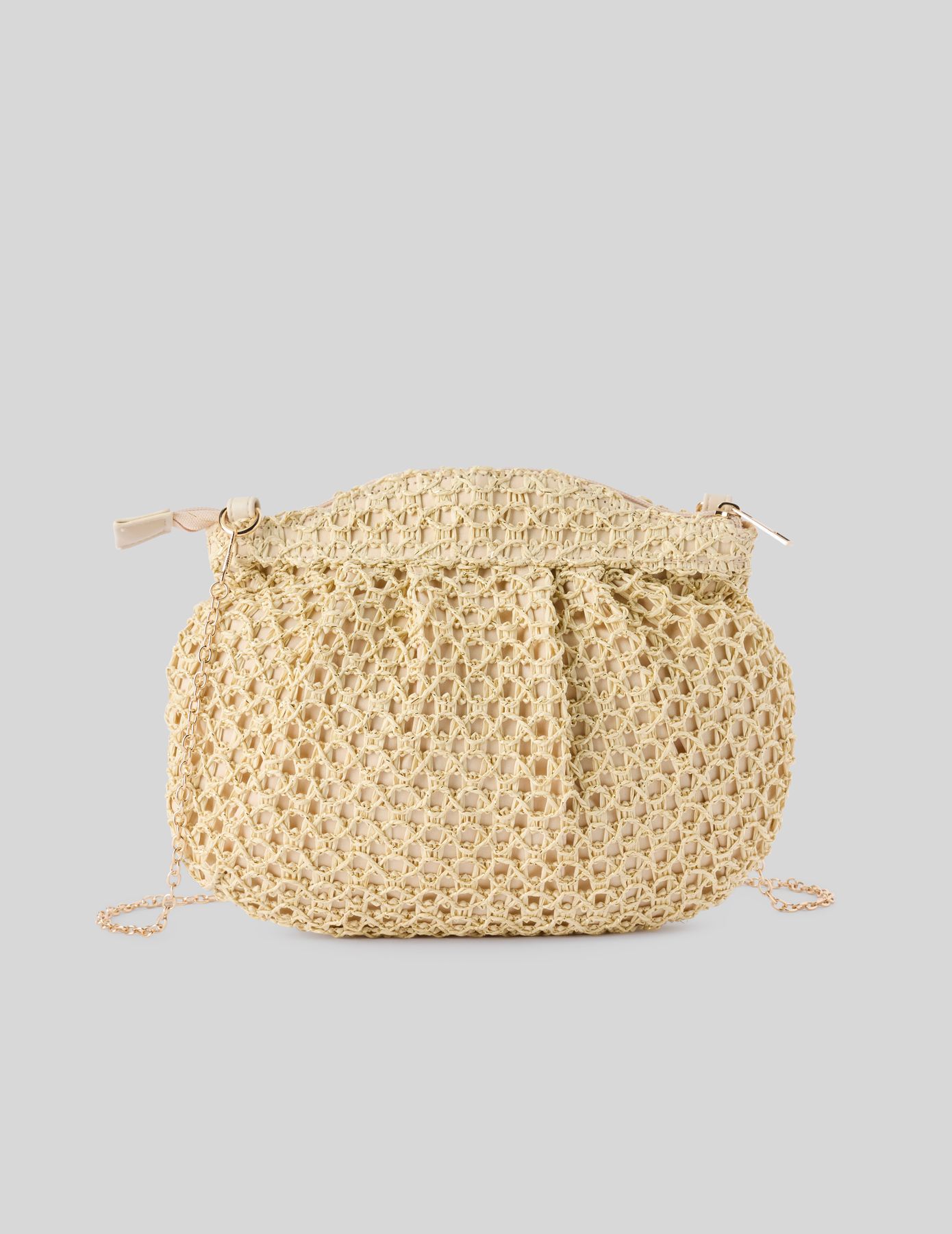 Sac en paille crochet doré