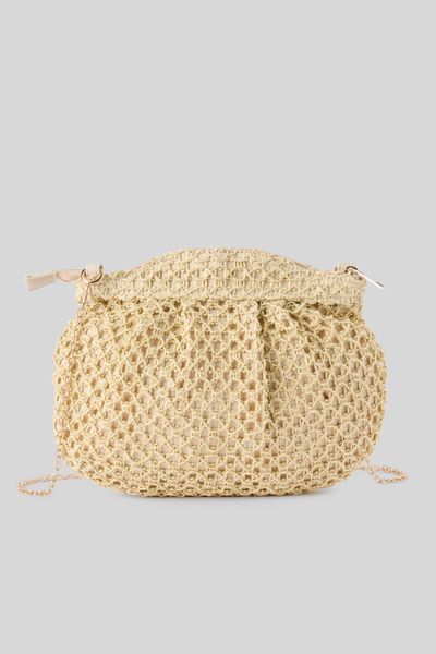 Sac en paille crochet doré
