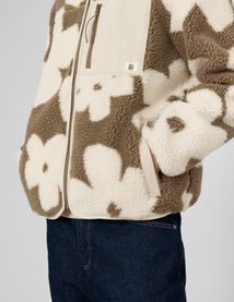 Veste sherpa zippée fleurs