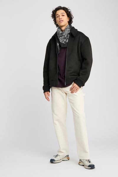 Blouson suedine zippé col sherpa