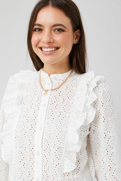 Blouse broderie anglaise &agrave; volants