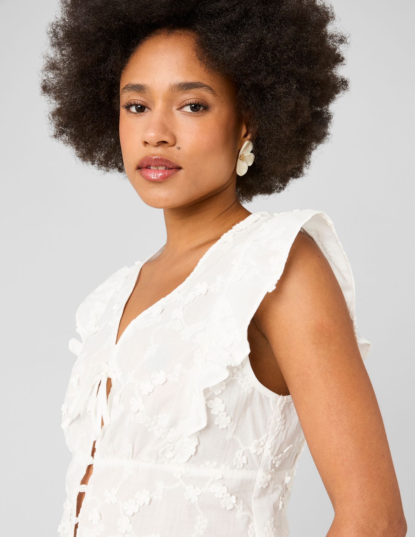 Blouse sans manches en broderie 3D