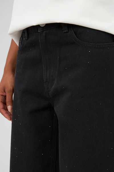 Jean wide leg &agrave; strass