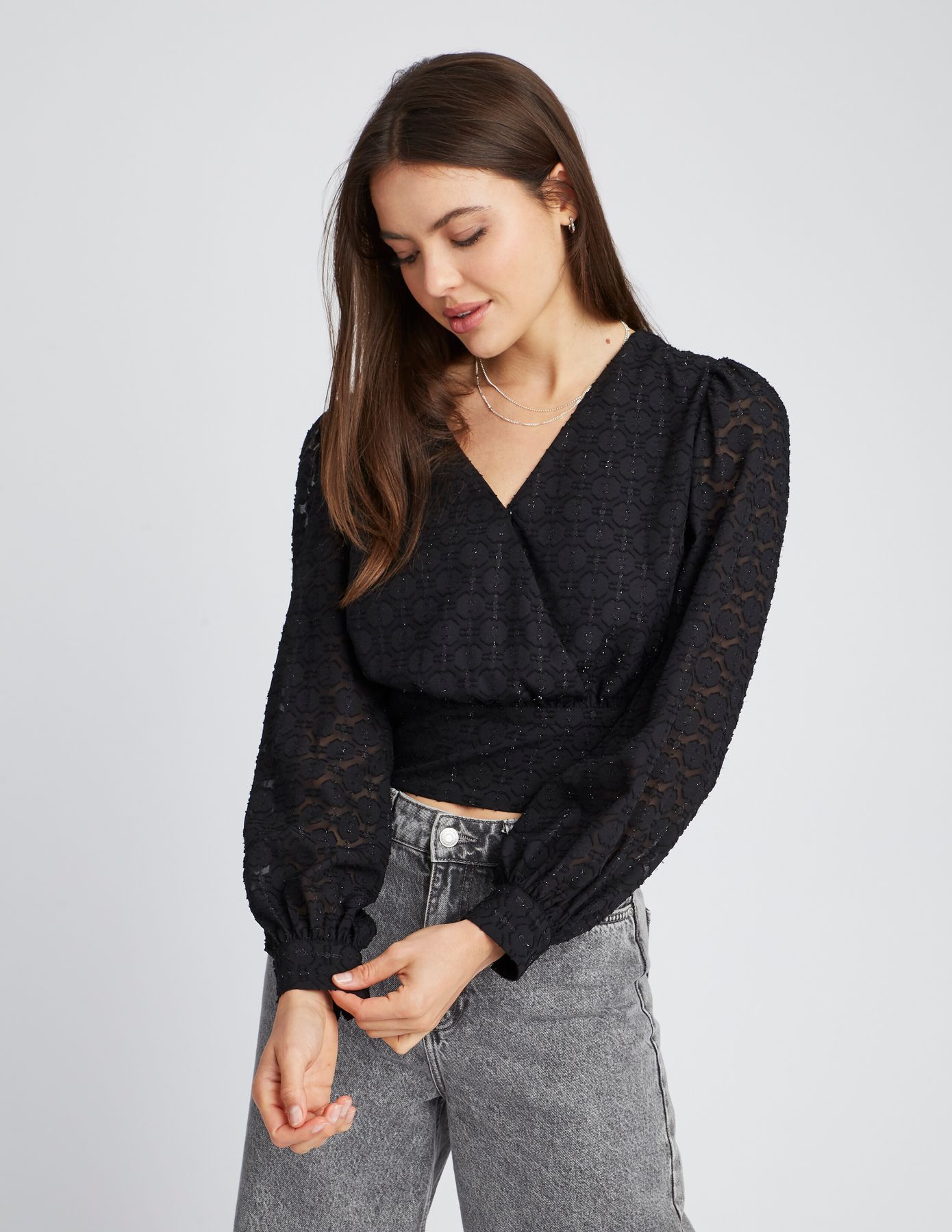 Blouse jacquard pailletée
