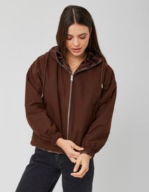 Blouson à capuche réversible imprimé léopard