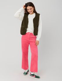 Pantalon wide leg velours cropped