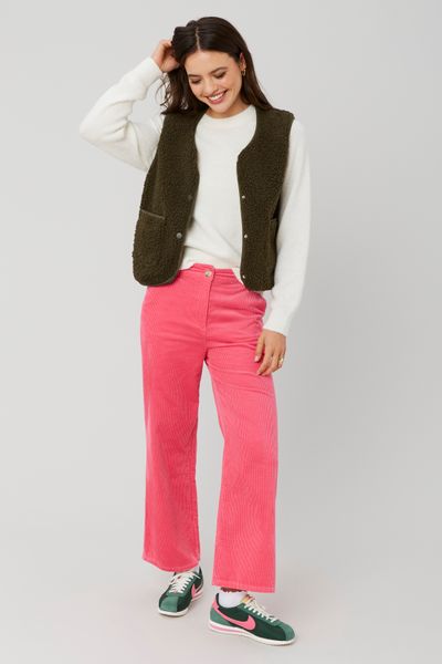 Pantalon wide leg velours cropped
