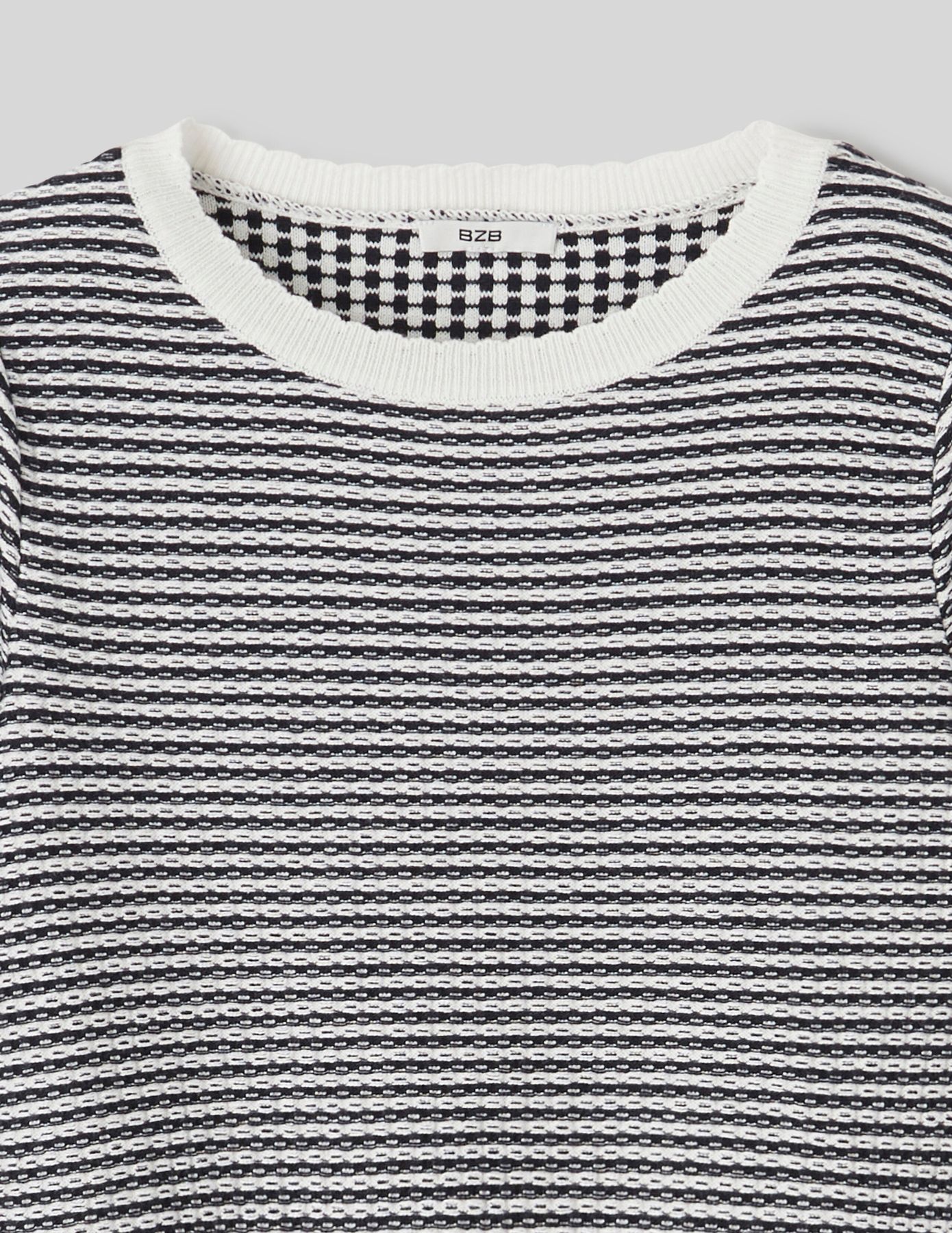 Pull col rond court bicolore