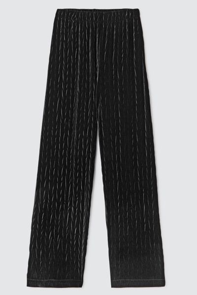 Pantalon wide leg en maille velours