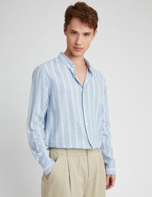 Chemise rayée droite en lin