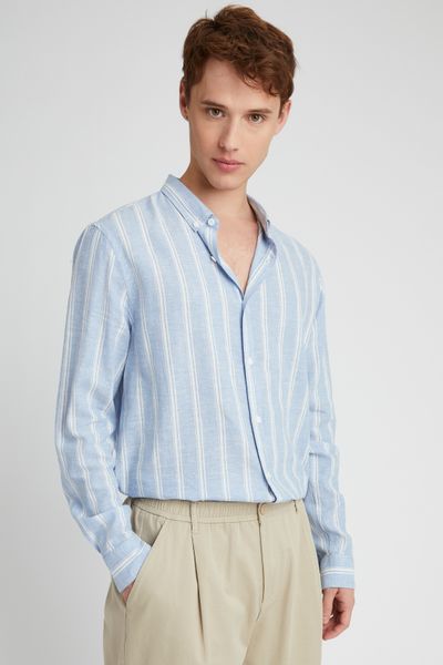 Chemise rayée droite en lin