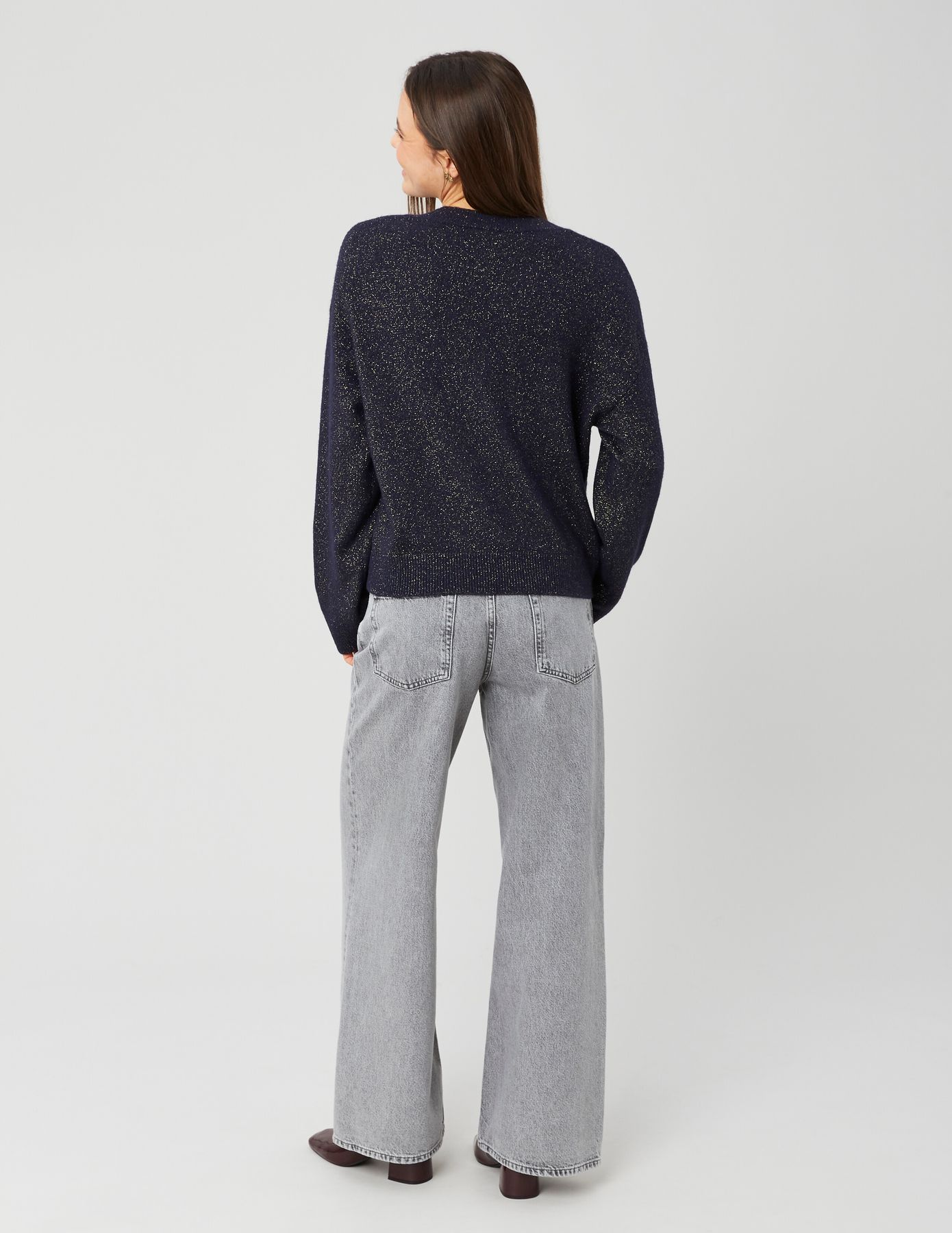 Pull col V pailleté