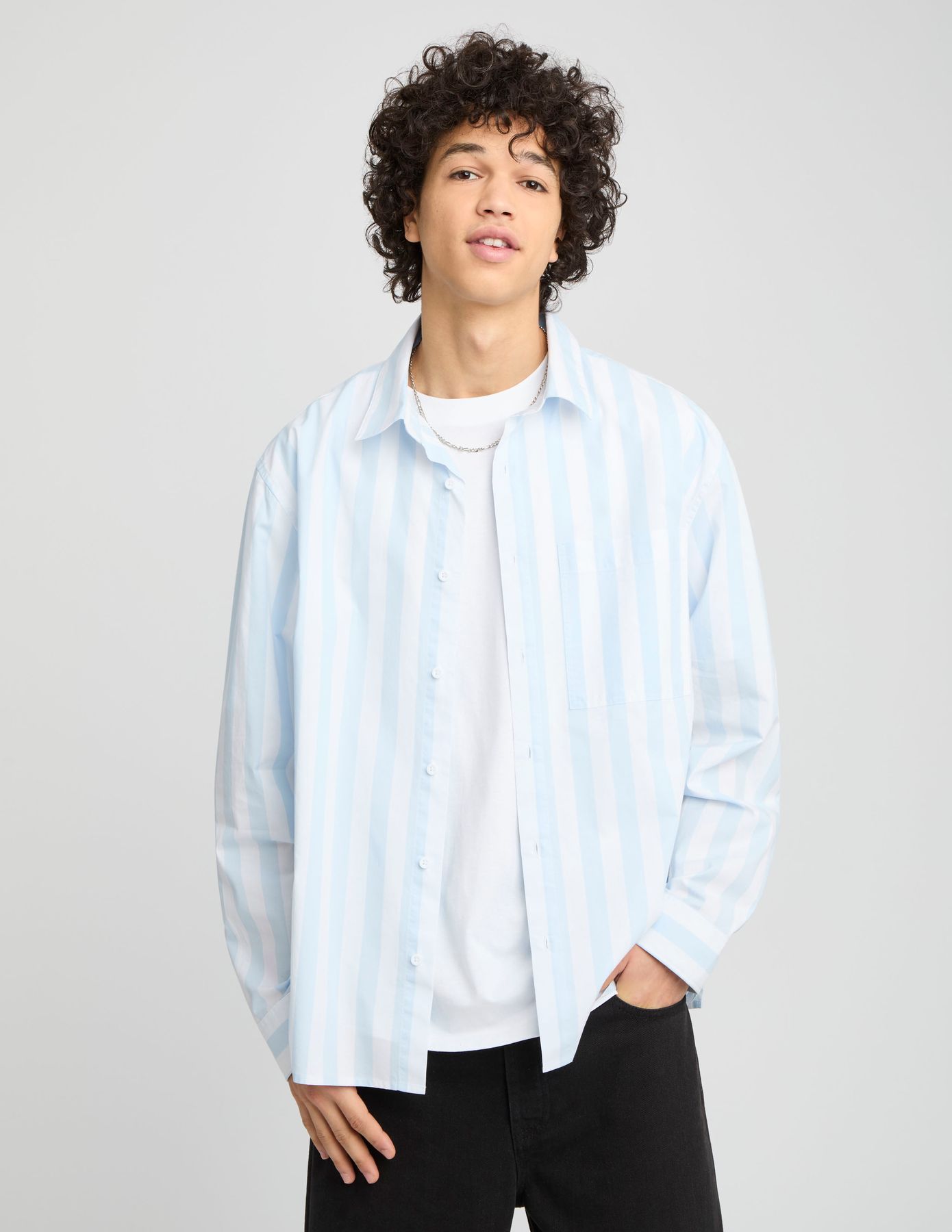 Chemise rayée boxy en popeline