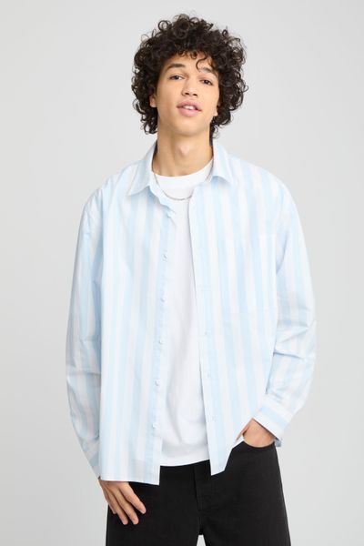 Chemise rayée boxy en popeline