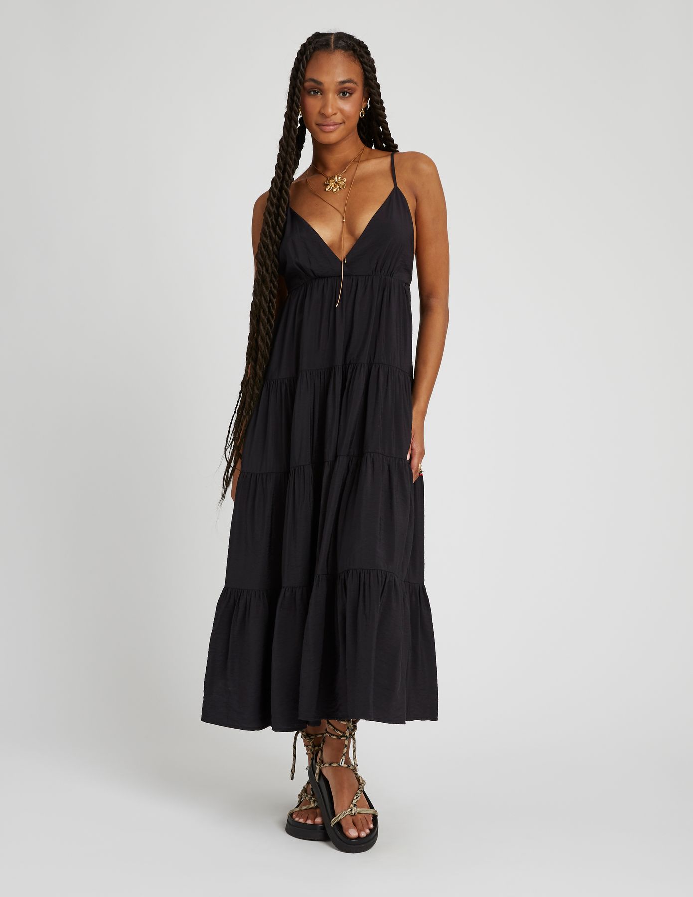 Robe longue fluide à étages