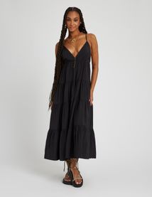 Robe longue fluide à étages