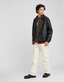 Blouson zippé en tissu enduit