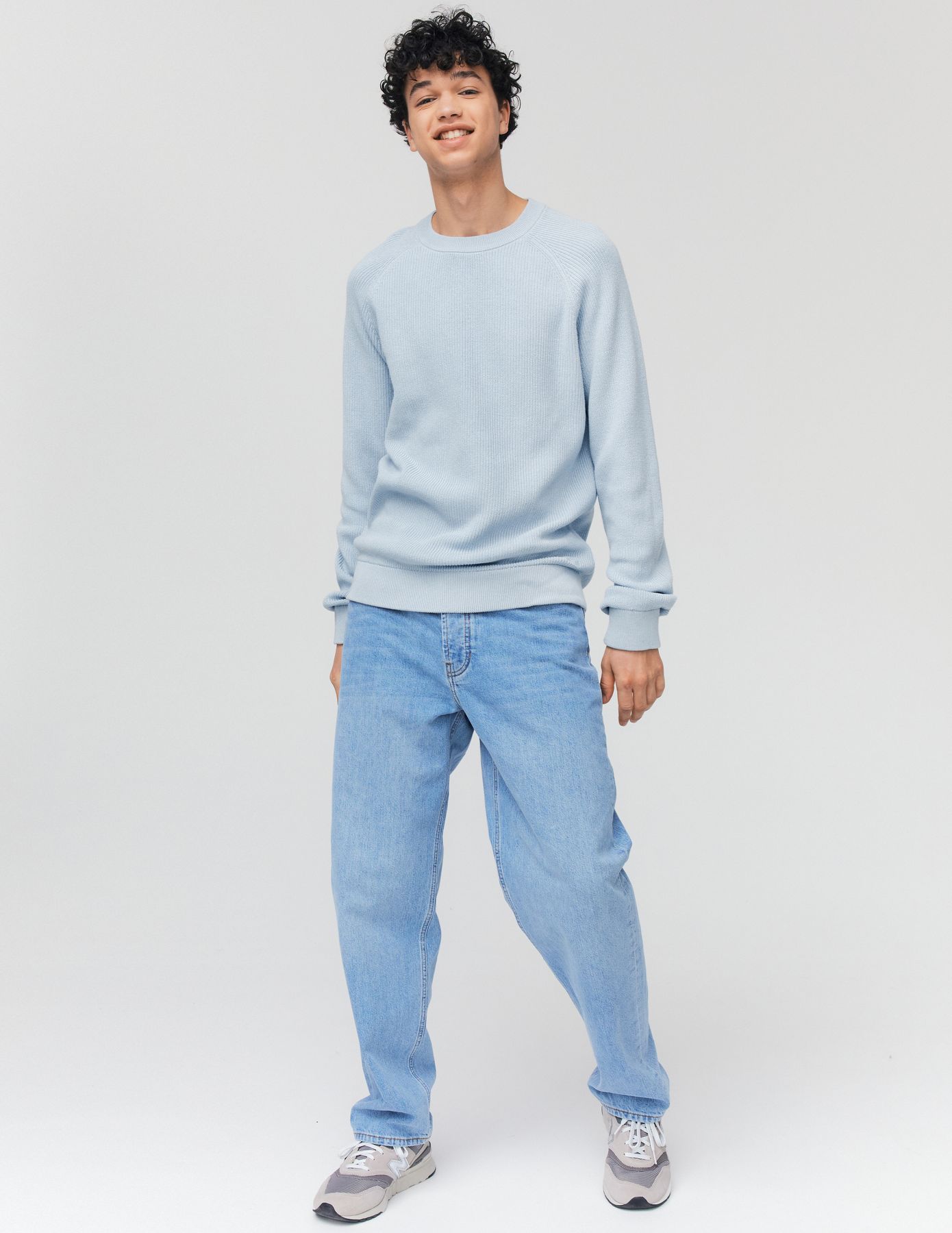 Pull col rond coton uni