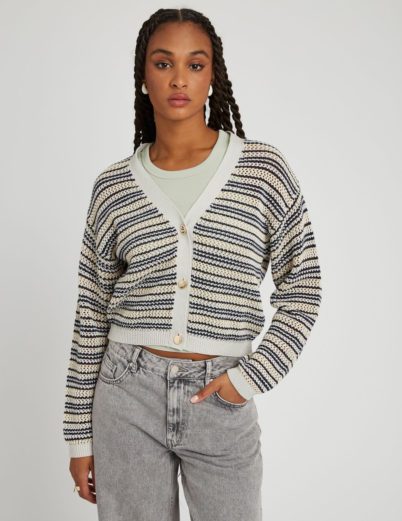 Gilet rayé pailleté