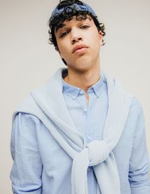 Chemise unie en coton lin