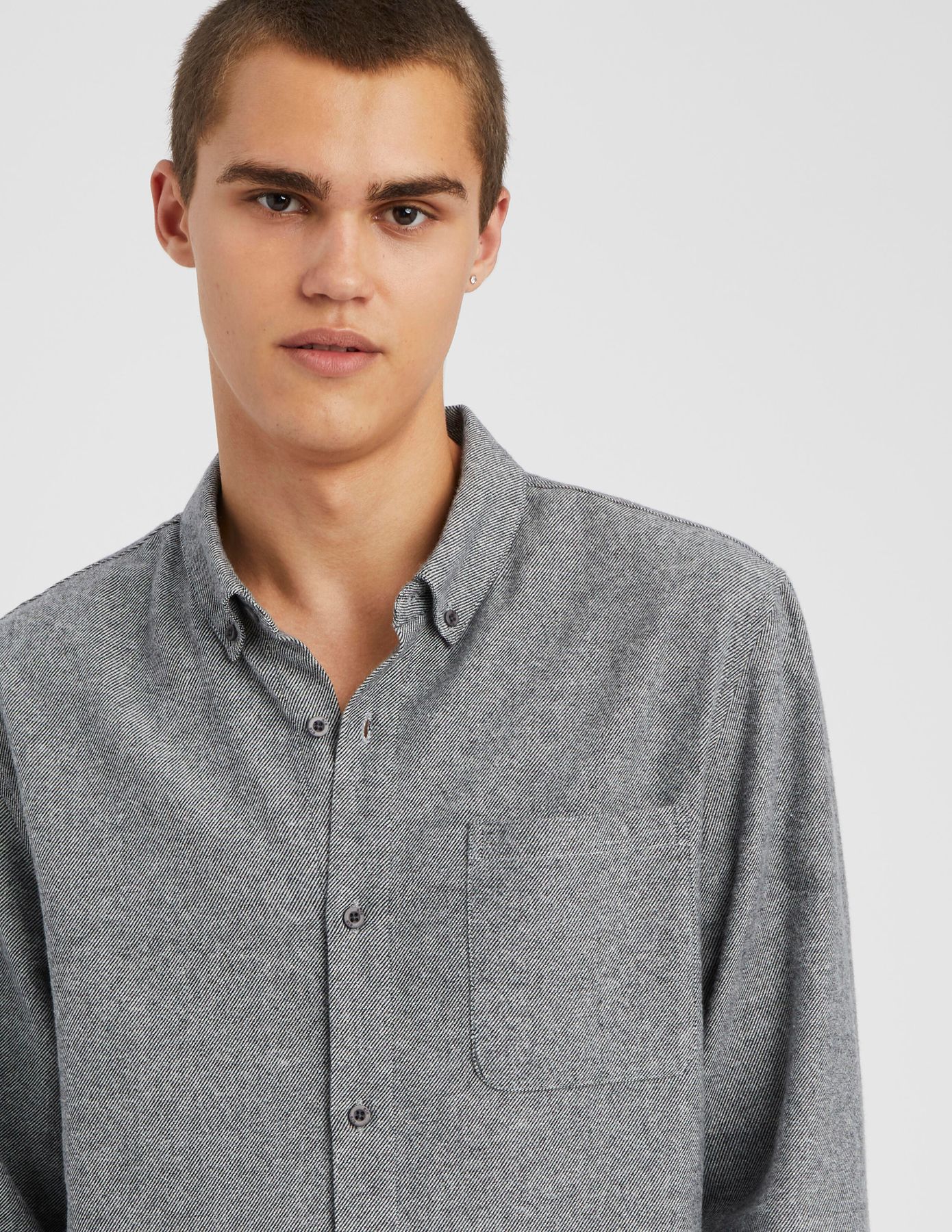 Chemise droite flanelle unie