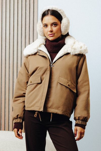 Blouson col matière duveteuse