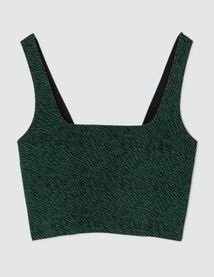 Top corset en denim imprimé