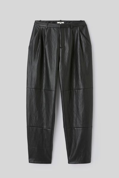 Pantalon en tissu enduit &agrave; pinces