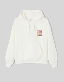 Sweat col capuche imprim&eacute; devant / dos
