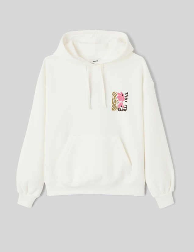 Sweat col capuche imprim&eacute; devant / dos