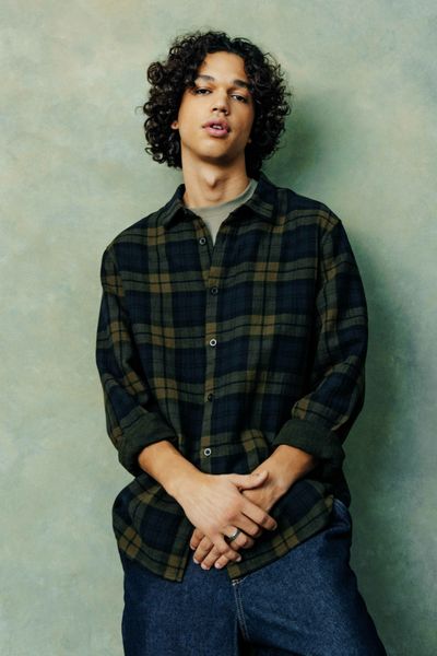 Chemise &agrave; carreaux en gaze de coton