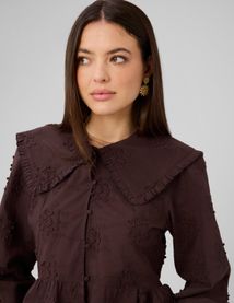 Chemise maxi col broderie 3D