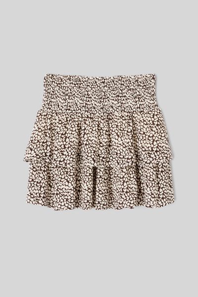 Jupe courte imprim&eacute;e &agrave; volants