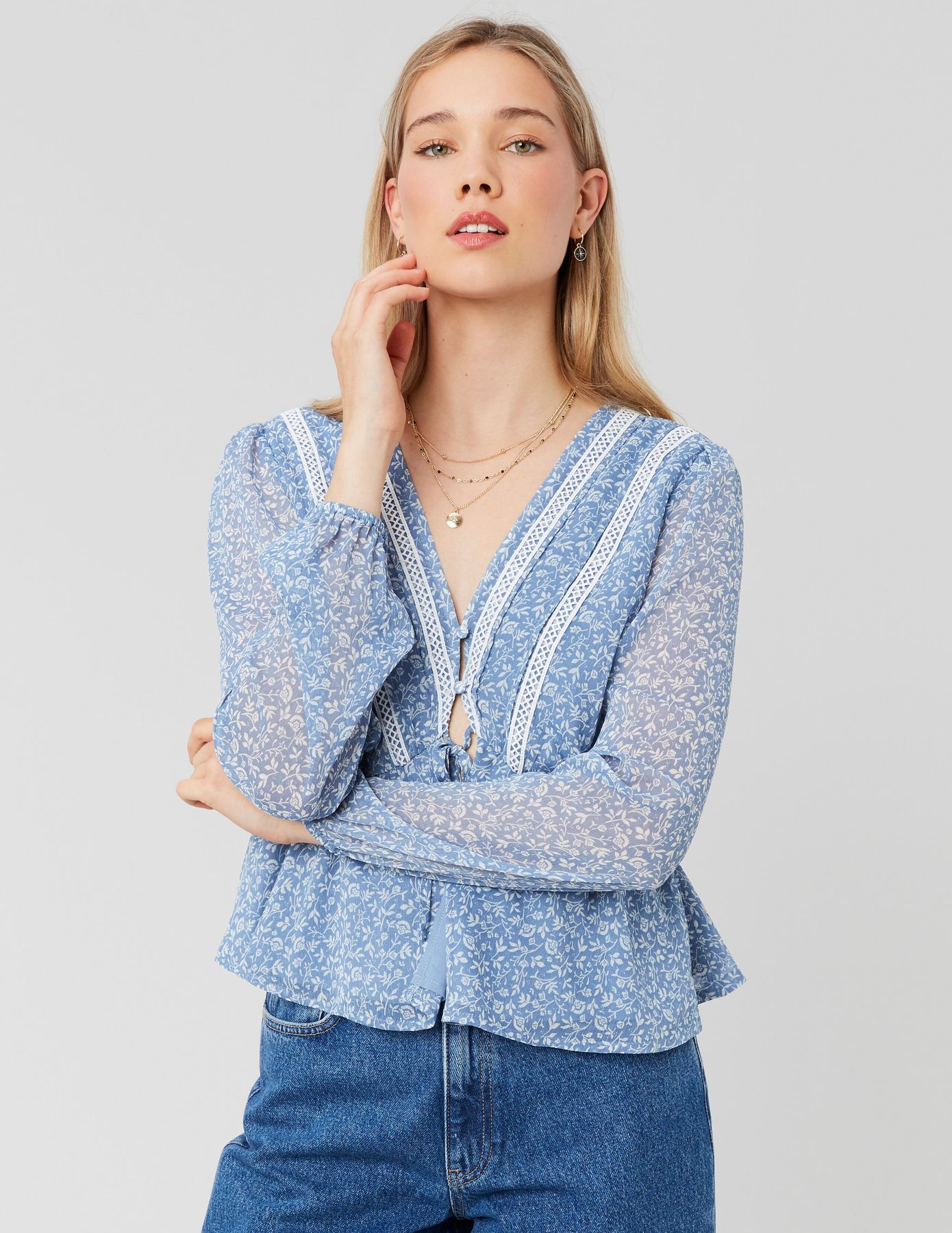 Blouse en voile imprimée