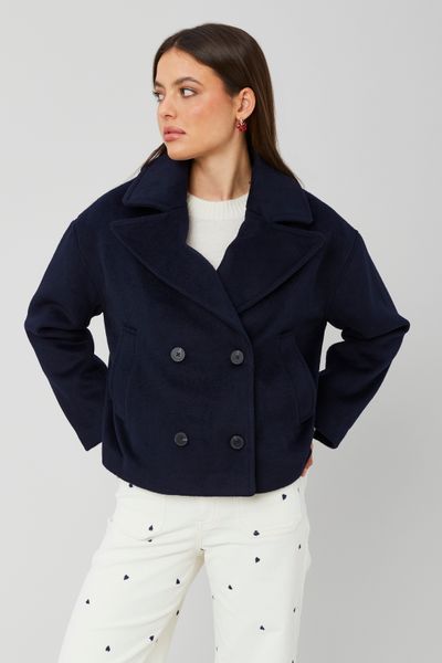 Manteau caban en laine