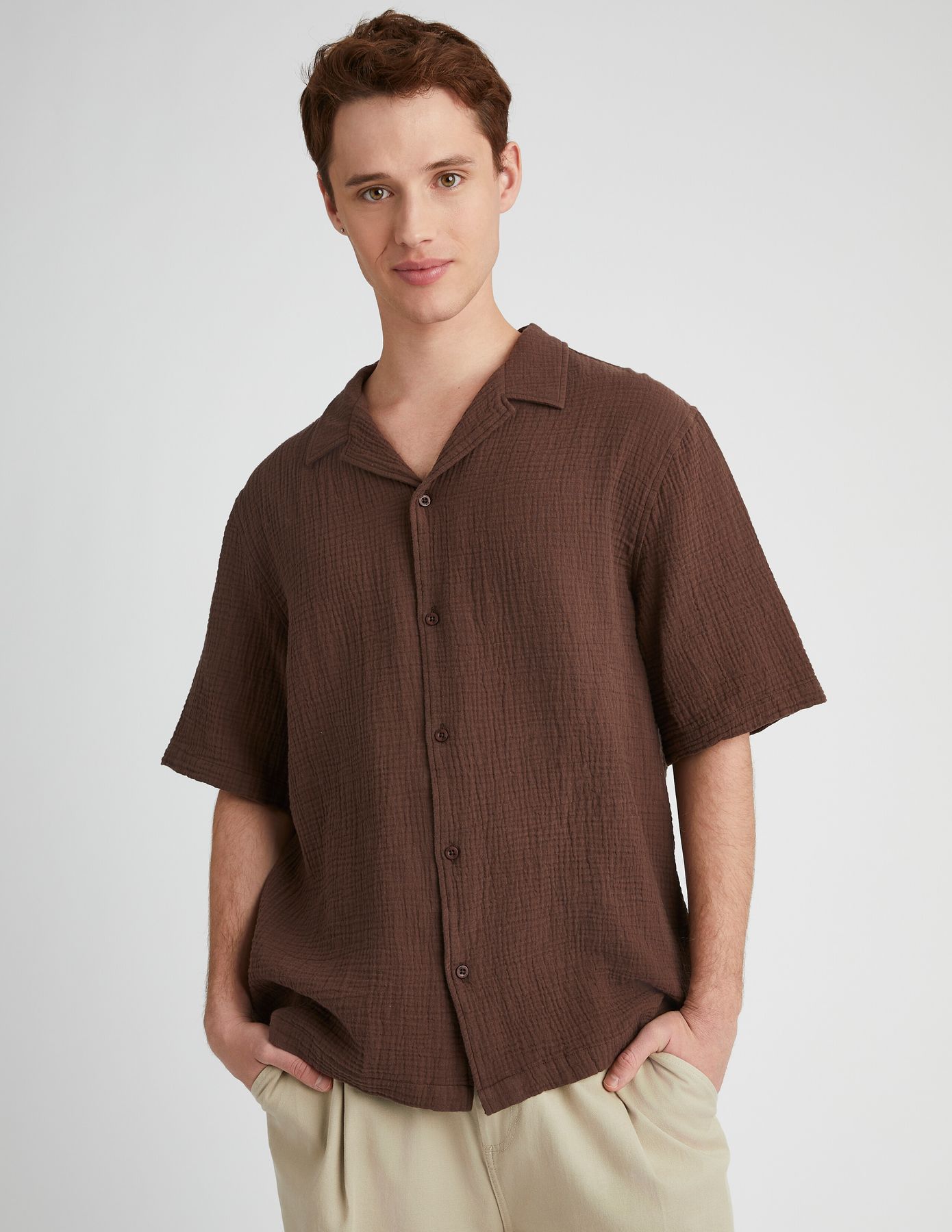 Chemise manches courtes gaze de coton